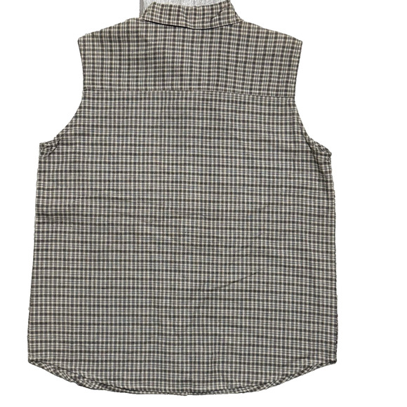 NWT Women's Top Large Plaid Floral Gray Sleeveless Button Up Basic Editions - Picture 3 of 7